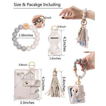 BVGA Wristlet Keychain Bracelet Wallet, Silicone Bead keyring Bangle for Women