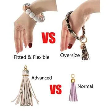 BVGA Wristlet Keychain Bracelet Wallet, Silicone Bead keyring Bangle for Women