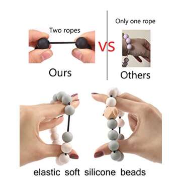 BVGA Wristlet Keychain Bracelet Wallet, Silicone Bead keyring Bangle for Women