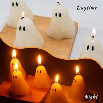 Handmade Halloween Ghost Candles Set - Spooky Soy Wax Decor