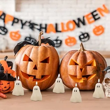 Handmade Halloween Ghost Candles Set - Spooky Soy Wax Decor