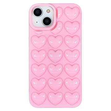 DMaos iPhone 14 Pro Case for Women, 3D Pop Bubble Heart Kawaii Gel Cover, Cute Girly for iPhone14 Pr...