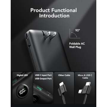 VRURC Portable Charger 20000mAh, Fast Charging Power Bank USB C,4 Output 2 Input Charging Bank Equip...