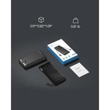 VRURC Portable Charger 20000mAh, Fast Charging Power Bank USB C,4 Output 2 Input Charging Bank Equipped with LED Display,Built-in Wall Plug and Cables,Cell Phone Replacement Battery,Black