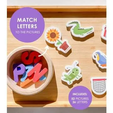 Curious Columbus Magnetic Objects and Letters. Set of 78 Foam Magnets Including 52 Pictures and 26 Uppercase Alphabet Magnets from A-Z. Educational Toy for Preschool Learning
