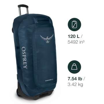 Osprey Transporter 120L Wheeled Travel Duffel Bag, Black