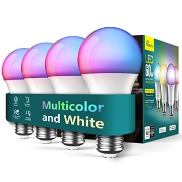 TREATLIFE Smart Light Bulbs 4 Pack, UL Certified 2.4GHz Color Changing Light Bulb, Works with Alexa ...