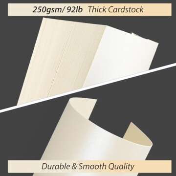 CREGEAR 100 Sheets Cream Shimmer Cardstock 8.5 x 11 Cardstock Paper, 92lb/250gsm Card Stock Printer Paper, Pearlescent Card stock for Invitations, Certificate, Business Cards, DIY Crafts, Cards Making