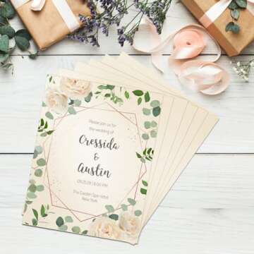 CREGEAR 100 Sheets Cream Shimmer Cardstock 8.5 x 11 Cardstock Paper, 92lb/250gsm Card Stock Printer Paper, Pearlescent Card stock for Invitations, Certificate, Business Cards, DIY Crafts, Cards Making