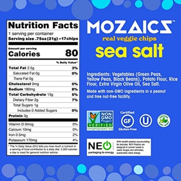 Mozaics Sea Salt Veggie Chips - Healthy Popped Snacks