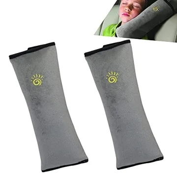 COFFLED Gray Seat Belt Pillow for Kids - 2PC Comfort & Safety Travel Set