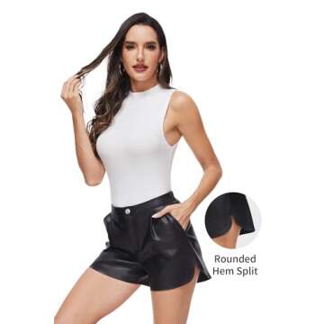 Stylish Fahsyee Black Faux Leather Shorts for Women