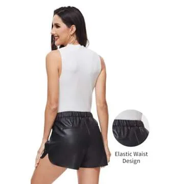 Stylish Fahsyee Black Faux Leather Shorts for Women