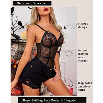 Avidlove Snap Crotch Teddy Lingerie for Women Shape-Shifting Sexy Bodysuit Lingerie Strappy One Piece Lingerie(Black,L)