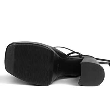 wetkiss Black Platform Heels for Women Black Chunky Heels for Women Lace Up Heels Chunky High Heels Strappy Paltform Heels Lace Up Platform Sandals Chunky Heel Sandals