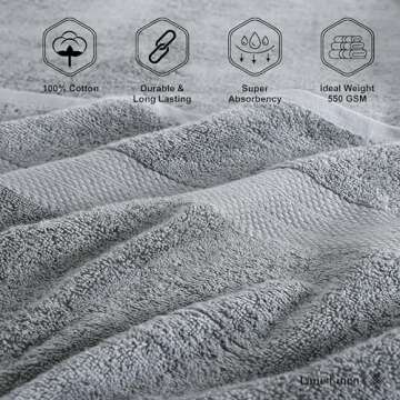 LANE LINEN Cotton Bath Set - 18 PC Towels for Bathroom - 4 Large, 6 Hand, 8 Wash Cloths - Soft Turkish Towels in Space Grey