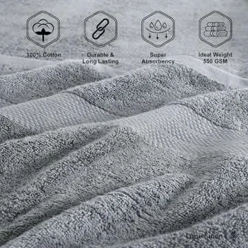 LANE LINEN Cotton Bath Set - 18 PC Towels for Bathroom - 4 Large, 6 Hand, 8 Wash Cloths - Soft Turkish Towels in Space Grey