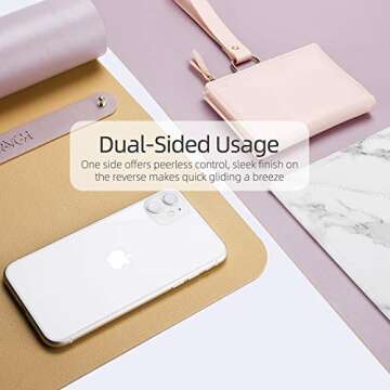 YSAGi Desk Mat, Mouse Pad,Waterproof Desk Pad,Large Mouse pad for Desk, Leather Desk Pad Large for Keyboard and Mouse,Dual-Sided Mouse Mat for Office (23.6" x 13.7", Grayish Lavendar+Cinnamon Buff)