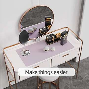 YSAGi Desk Mat, Mouse Pad,Waterproof Desk Pad,Large Mouse pad for Desk, Leather Desk Pad Large for Keyboard and Mouse,Dual-Sided Mouse Mat for Office (23.6" x 13.7", Grayish Lavendar+Cinnamon Buff)