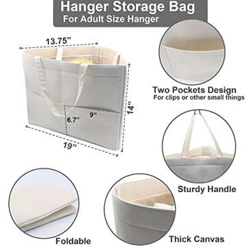 YiSeyruo Hanger Storage Bag for Adult Hanger: Hanger Triangle Bag for Closet Tidier Space Saving Han...