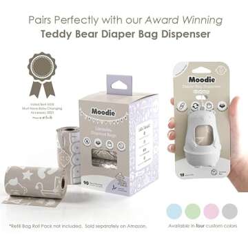 Disposable Diaper Bags (90 BAGS TOTAL) | LAVENDER SCENTED Dirty Diaper Bags Disposable (6 Refill Rolls 9x 13") | Leak Proof Diaper Trash Bags on the Go | Baby Poop Bags | Travel Diaper Bags Refill