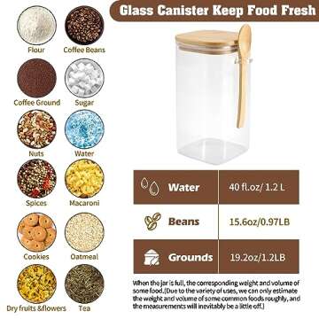 Premium Glass Storage Jar with Bamboo Lid - 40 Oz