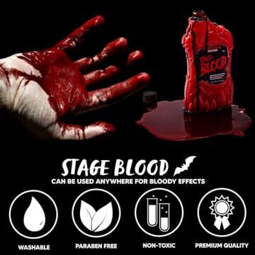 Spooktacular Creations 18 oz Fake Halloween Vampire Blood Bottle Fake Blood Stage Blood for Hallowee...