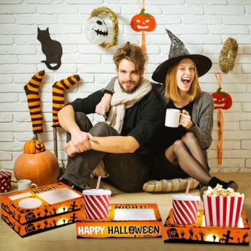 QOUBAI 32Pcs Halloween Snack Trays for Movie Nights