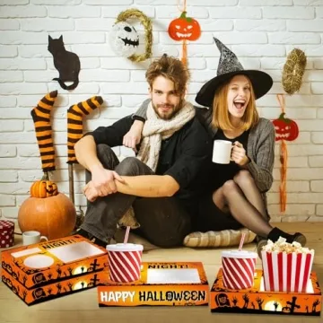 QOUBAI 32Pcs Halloween Snack Trays for Movie Nights