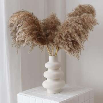PEAUARL Circle Ceramic Vase,Pampas Grass Vase,Modern Dried Flowers Vase,Decorative Vase for Centerpieces, Kitchen, Office, Living Room, Wedding, Gifts