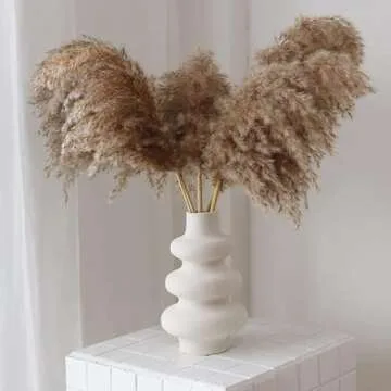 PEAUARL Circle Ceramic Vase,Pampas Grass Vase,Modern Dried Flowers Vase,Decorative Vase for Centerpieces, Kitchen, Office, Living Room, Wedding, Gifts