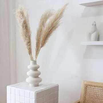 PEAUARL Circle Ceramic Vase,Pampas Grass Vase,Modern Dried Flowers Vase,Decorative Vase for Centerpieces, Kitchen, Office, Living Room, Wedding, Gifts