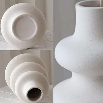 PEAUARL Circle Ceramic Vase,Pampas Grass Vase,Modern Dried Flowers Vase,Decorative Vase for Centerpieces, Kitchen, Office, Living Room, Wedding, Gifts