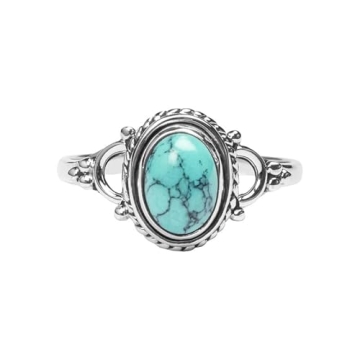 Turquoise Stone Ring, 925 Sterling Silver Ring Handmade Statement Ring For Women and Girls, Natural ...