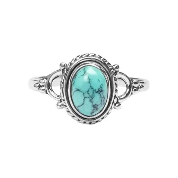 Turquoise Stone Ring, 925 Sterling Silver Ring Handmade Statement Ring For Women and Girls, Natural ...