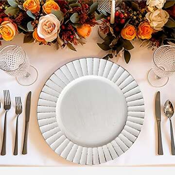 Elegant UOEKCS Antique White Charger Plates Set of 6