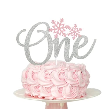 Glittery Snowflake One Cake Topper for Parties