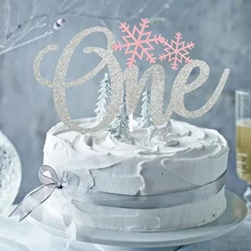 Glittery Snowflake One Cake Topper for Parties