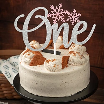 Glittery Snowflake One Cake Topper for Parties
