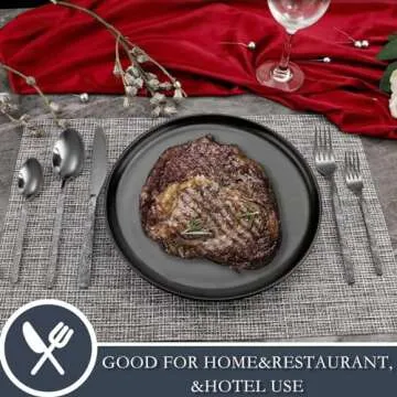 20-Piece Black Silverware Set, Hammered 18/10 Stainless Steel Flatware Set for 4, Food-Grade Cutlery Set, Tableware Set Including Fork Knife Spoon Set,Dishwasher Safe