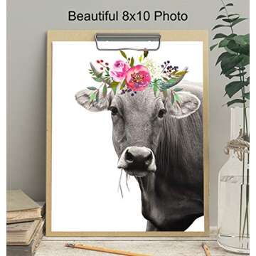 Charming Cow Wall Decor - Floral Art for Every Space