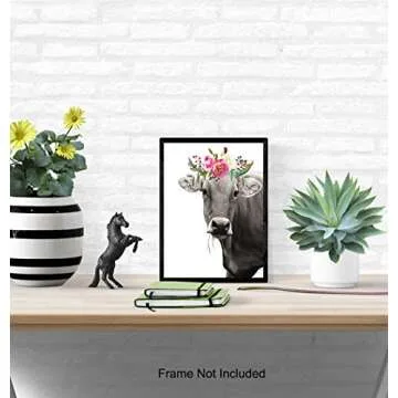 Charming Cow Wall Decor - Floral Art for Every Space