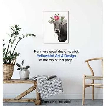 Charming Cow Wall Decor - Floral Art for Every Space
