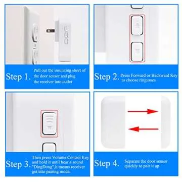 SanJie Door Chime, Door Open Contact Sensor Alarm with 500 FT Range,26 Chimes 5 Adjustable Volume for Business/Store/Home/Office When Entering 3 Sensors + 1 Receiver
