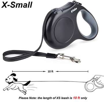 Fida Retractable Dog Leash X-Small Breed, 10 ft Durable Pet Walking Leash for Extra Small Dogs/Cats/Small Animals up to 18 lbs, 360° Tangle Free, Black