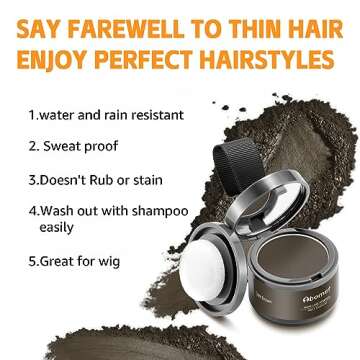 Abomet Root Touch Up Instantly Gray Hair Coverage Hairline Powder, Dark Brown, for Women Men, Hair Fibers For Thinning Hair