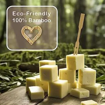 BambooMN Premium 3.5" Bamboo Mini Cocktail Tasting Forks Fruit Picks Party Supplies, 100 Pieces