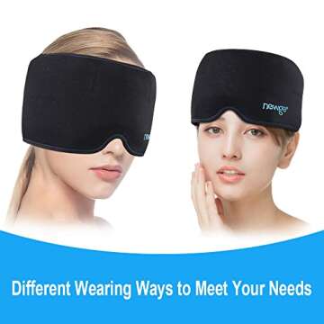 NEWGO Head Ice Pack Migraine Relief Wrap Reusable Ice Pack for Headaches, Hot Cold Compression Migraine Ice Head wrap Gel Cold Pack for Tension, Puffy Eyes, Sinus & Stress Relief (Black)