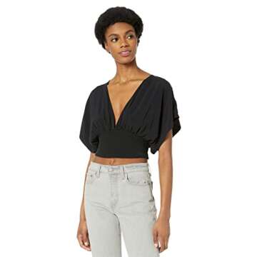 Free People Ava Baby Top Black MD (Women's 8-10)