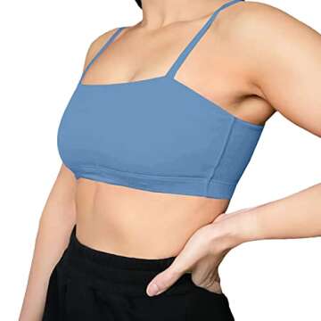Aoxjox Women's Workout Bandeau Sports Bras Training Fitness Running Yoga Crop Tank Top (Steel Blue, Small)